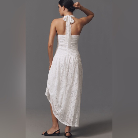 Elegant Flat White Plunge Slim Maxi Dress XL NWT - Picture 3 of 8